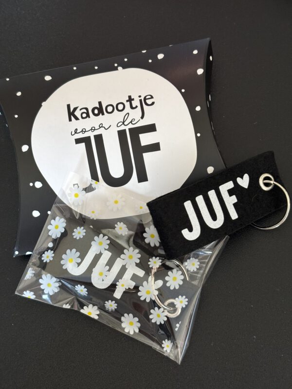 Sleutelhanger | Juf (zwart) - Afbeelding 2