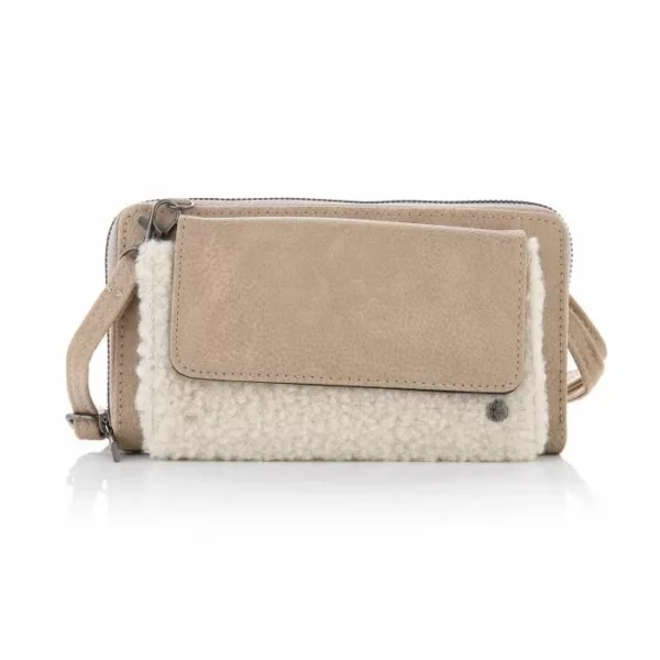 Schoudertasje teddy beige 22x14 cm