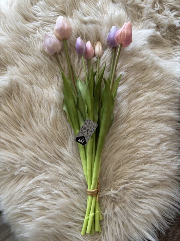 Tulpenbos real touch licht roze/lila 7 stuks