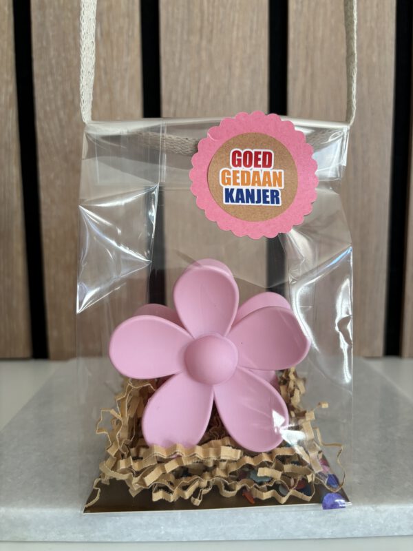 Avondvierdaagse traktatie | haarklem bloem roze