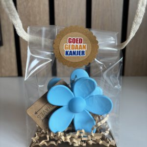 Avondvierdaagse traktatie | haarklem bloem blauw