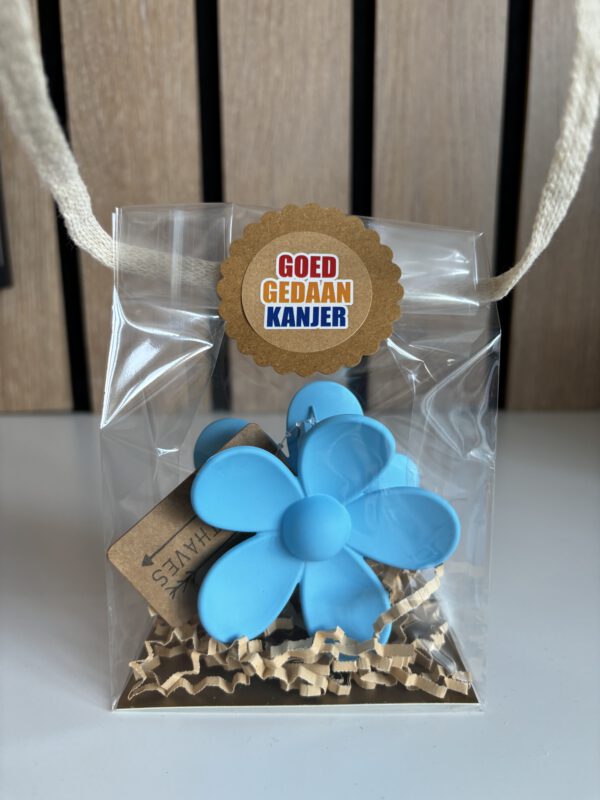 Avondvierdaagse traktatie | haarklem bloem blauw
