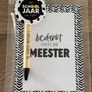 Pen de leukste meester | kaart bedankt voor dit jaar meester