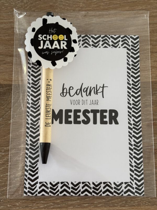 Pen de leukste meester | kaart bedankt voor dit jaar meester