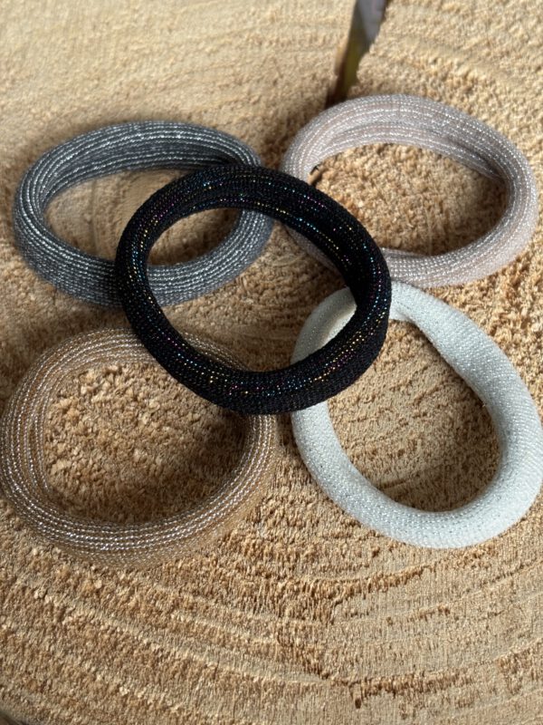 Haarelastiekjes glitter diverse kleuren 5 stuks