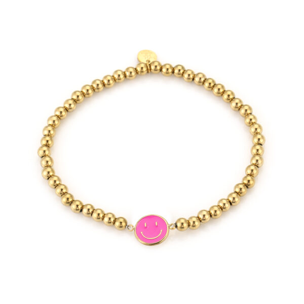 Armband smiley fuchsia stainless steel