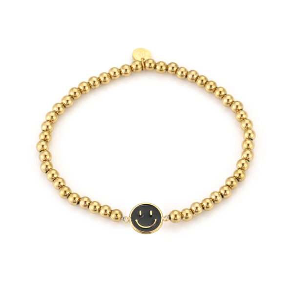 Armband smiley zwart stainless steel