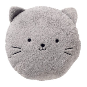 KATTY - sierkussen Ø30 cm - poes - rond - grijs