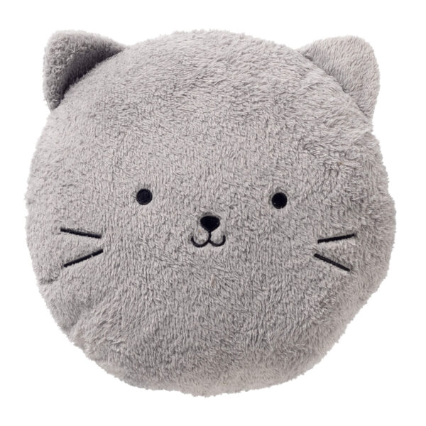 KATTY - sierkussen Ø30 cm - poes - rond - grijs