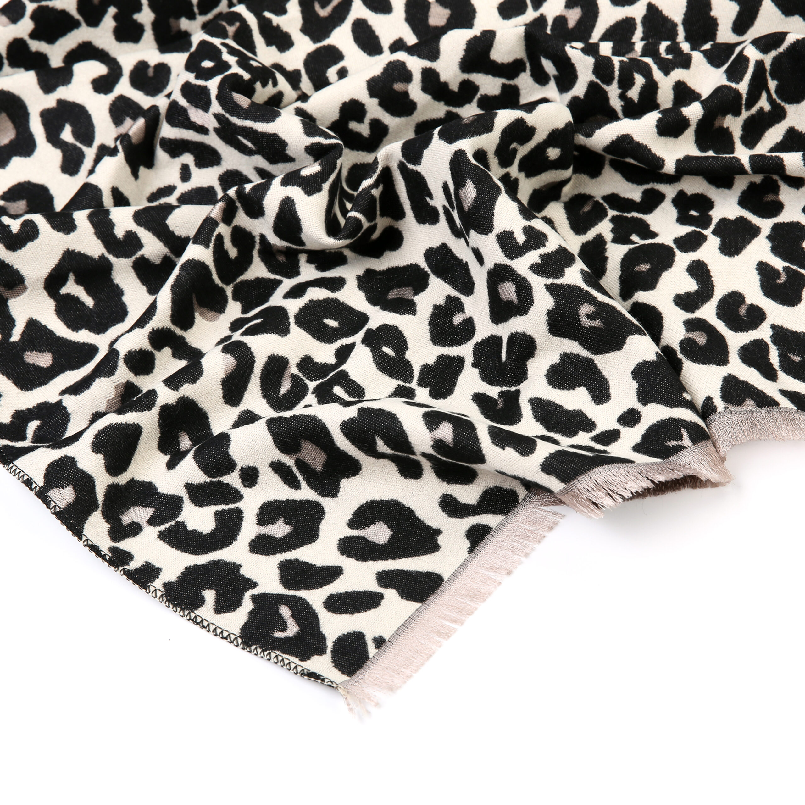 Sjaal luipaardprint zwart/beige - Afbeelding 2