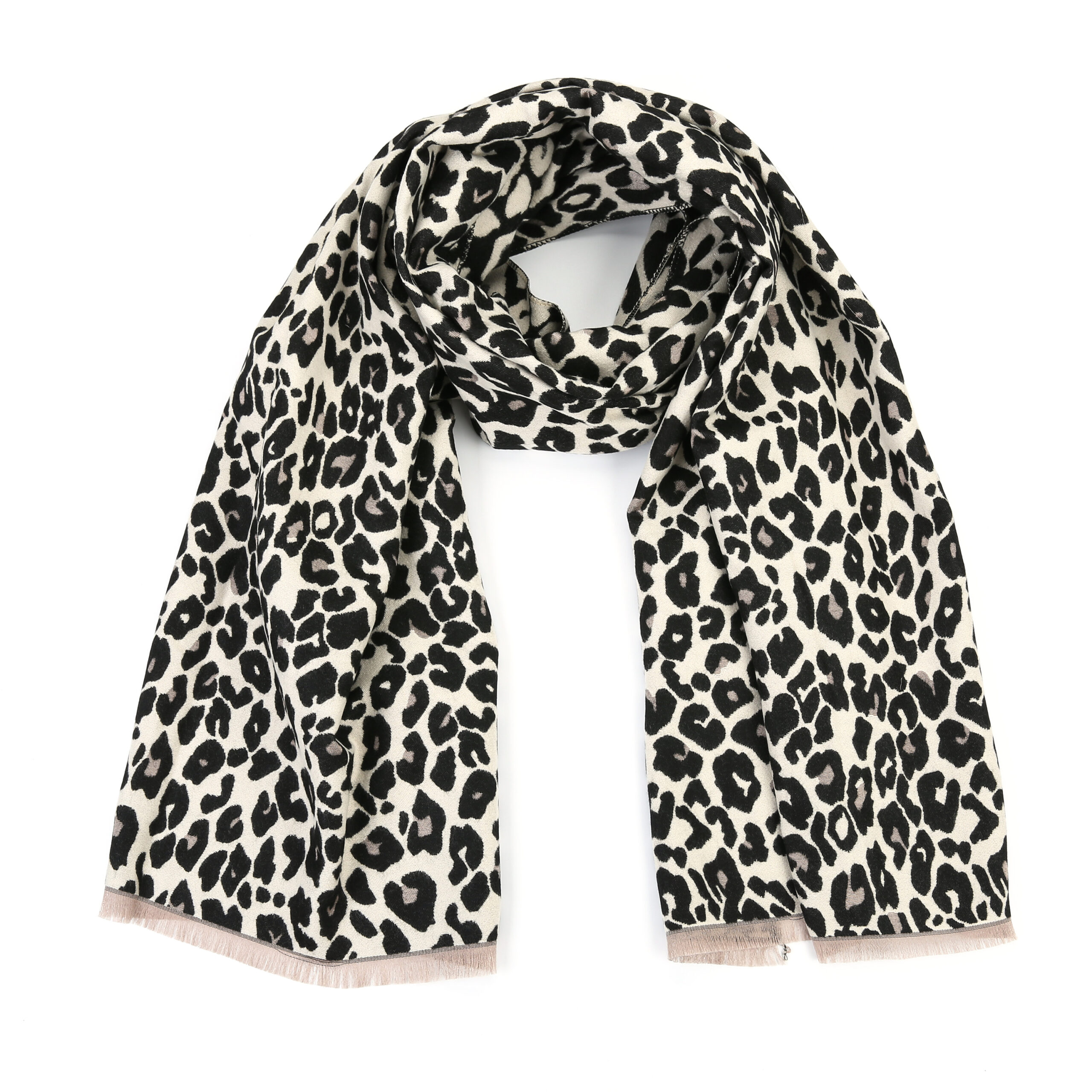 Sjaal luipaardprint zwart/beige