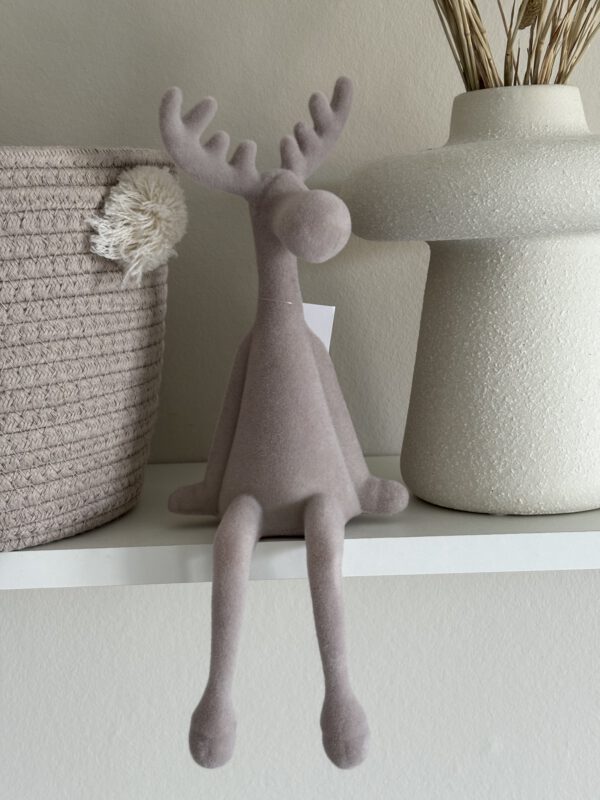 Hert zittend flocked taupe - Afbeelding 2