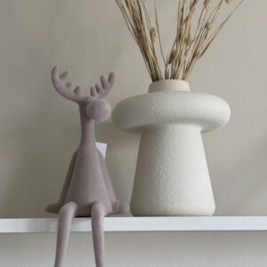 Hert zittend flocked taupe