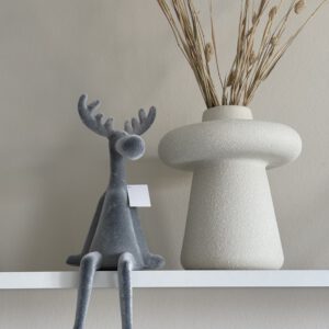 Hert zittend flocked grijs