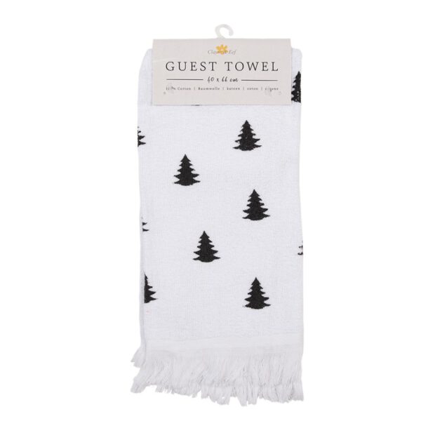 Gastendoekje wit zwart met kerstbomen 40x66 cm | Claire & Eef - Afbeelding 2