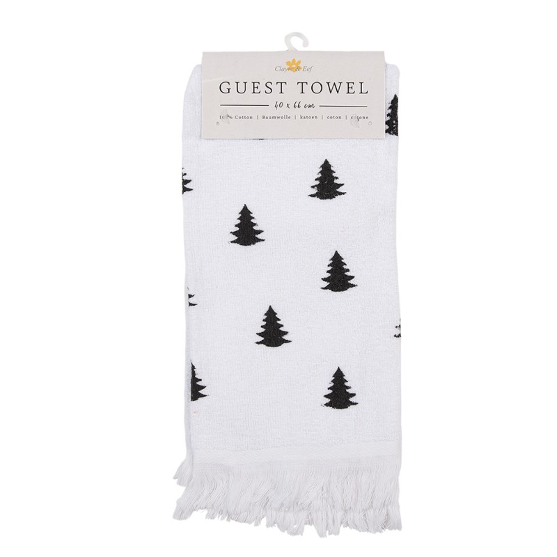 Gastendoekje wit zwart met kerstbomen 40x66 cm | Claire & Eef - Afbeelding 2
