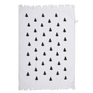 Gastendoekje wit zwart met kerstbomen 40x66 cm | Claire & Eef