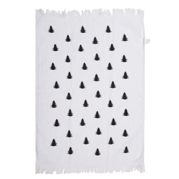 Gastendoekje wit zwart met kerstbomen 40x66 cm | Claire & Eef
