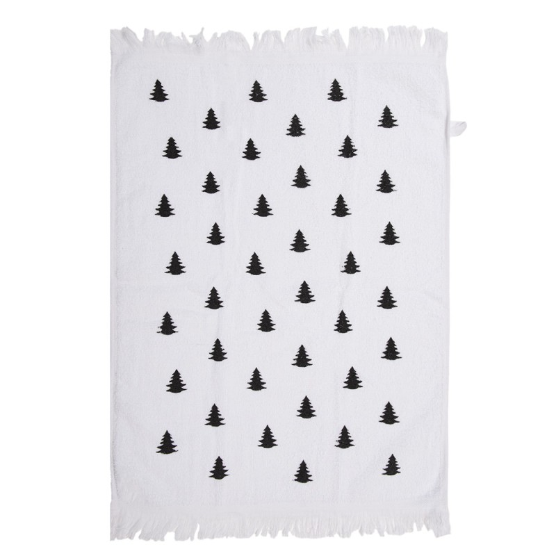 Gastendoekje wit zwart met kerstbomen 40x66 cm | Claire & Eef