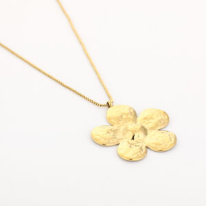 Ketting bloem XL stainless steel goud