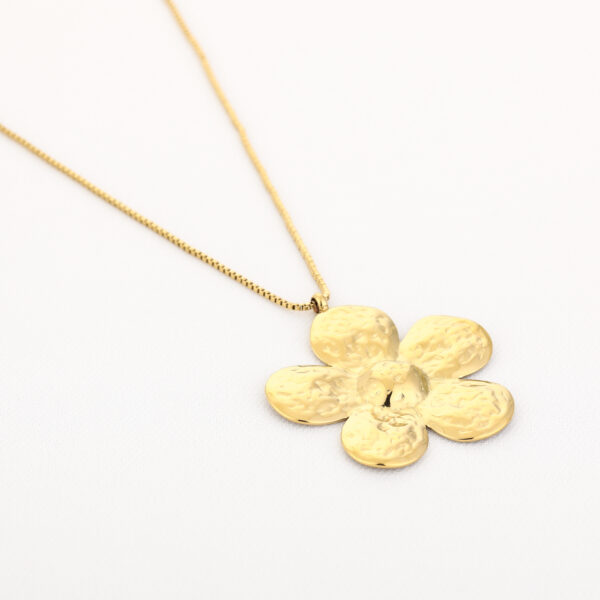 Ketting bloem XL stainless steel goud