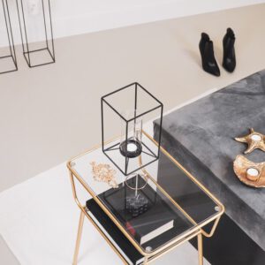 Windlicht Metaal/Glas - Zwart - 12,5x12,5x20cm | Housevitamin