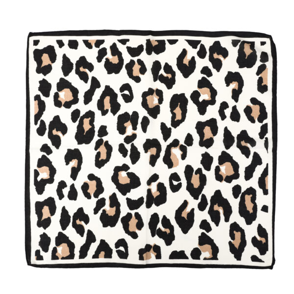 Vierkant sjaaltje luipaard motief beige camel en zwart - Afbeelding 2