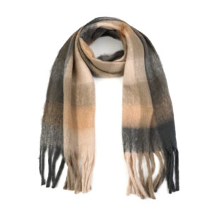 Wintersjaal met ruitmotief beige khaki zwart