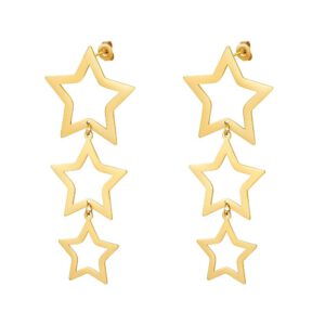 Sterren oorbellen goud stainless steel