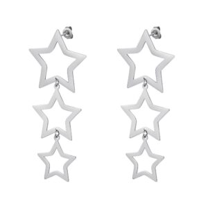 Sterren oorbellen zilver stainless steel