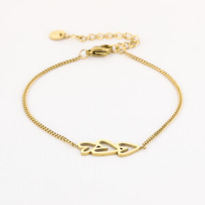 Armband met 3 hartjes stainless steel