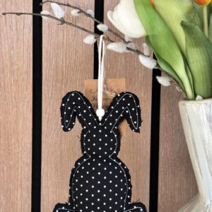 Hanger paashaas stof zwart wit gestipt