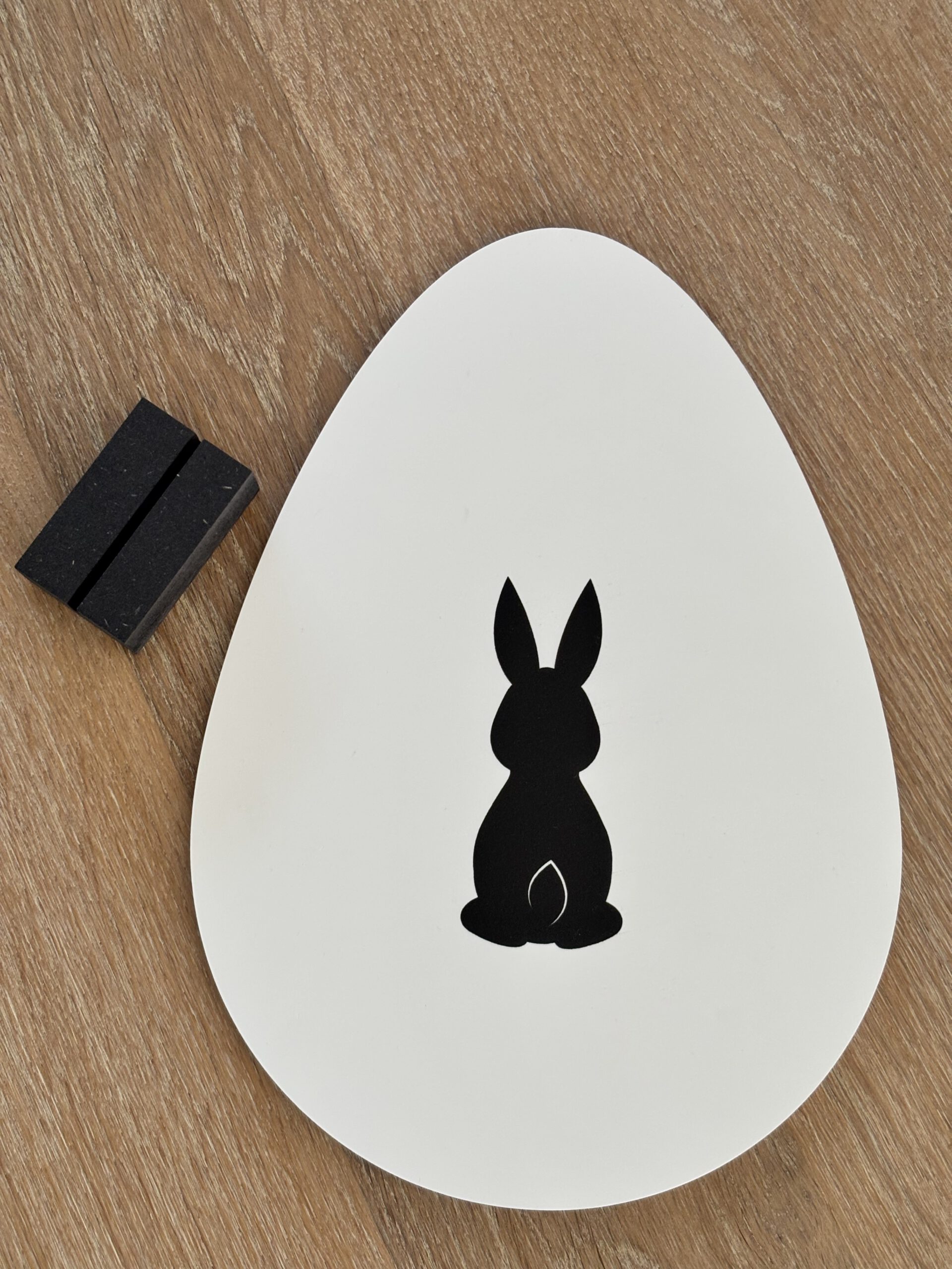 Forex paasei wit met paashaas 28 x 19.5 cm - Afbeelding 3