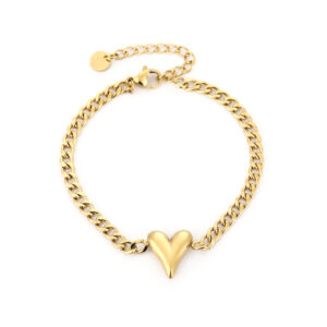 Schakelarmband met hartje stainless steel
