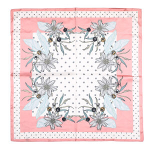 Sjaaltje offwhite / roze / grijs met print 70 x 70 cm