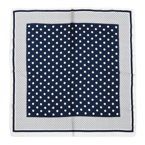 Sjaaltje offwhite donkerblauw stippen vierkant 70 x 70 cm