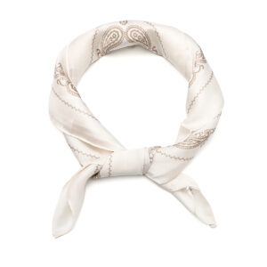 Sjaaltje offwhite / beige met print 70 x 70 cm