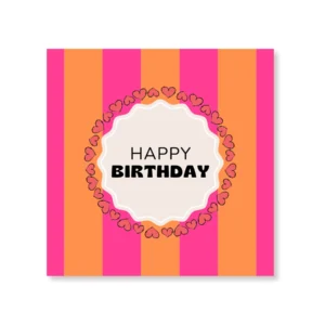 Papieren Servetten 33x33 cm – 3-Laags – FSC – Roze/Oranje – 'Happy Birthday' – 20 Stuks