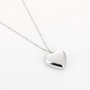 Lange ketting met XL hart stainless steel 80 cm