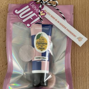 Bedankje Juf / Handcrème - Vegan Handcrème -Mini Tube - Citroen/ Bergamot/Basilicum - 30 ml