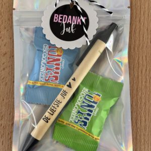 Bedankje juf / Pen ECO | De liefste juf en chocolade