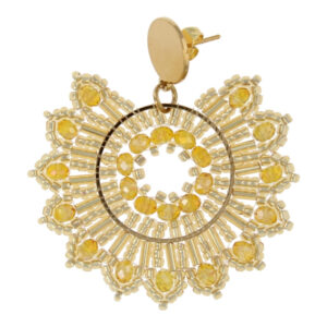 Oorbellen facetgeslepen geweven rond met goud Fushi