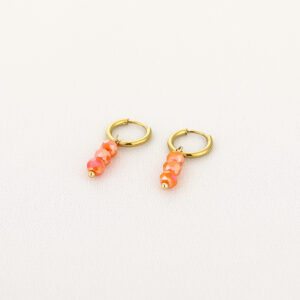 Oorbellen stainless steel met oranje kralen