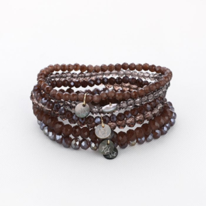 Set van 6 kralen armbanden bruin