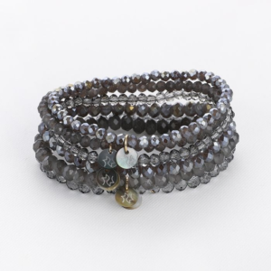 Set van 6 kralen armbanden grijs
