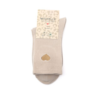 Sokken met hartje beige
