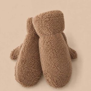 Zachte teddy handschoenen camel
