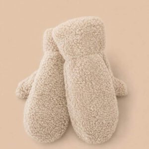 Zachte teddy handschoenen beige