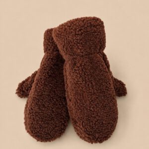 Zachte teddy handschoenen tabak
