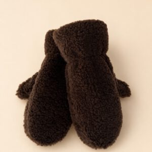 Zachte teddy handschoenen donkerbruin